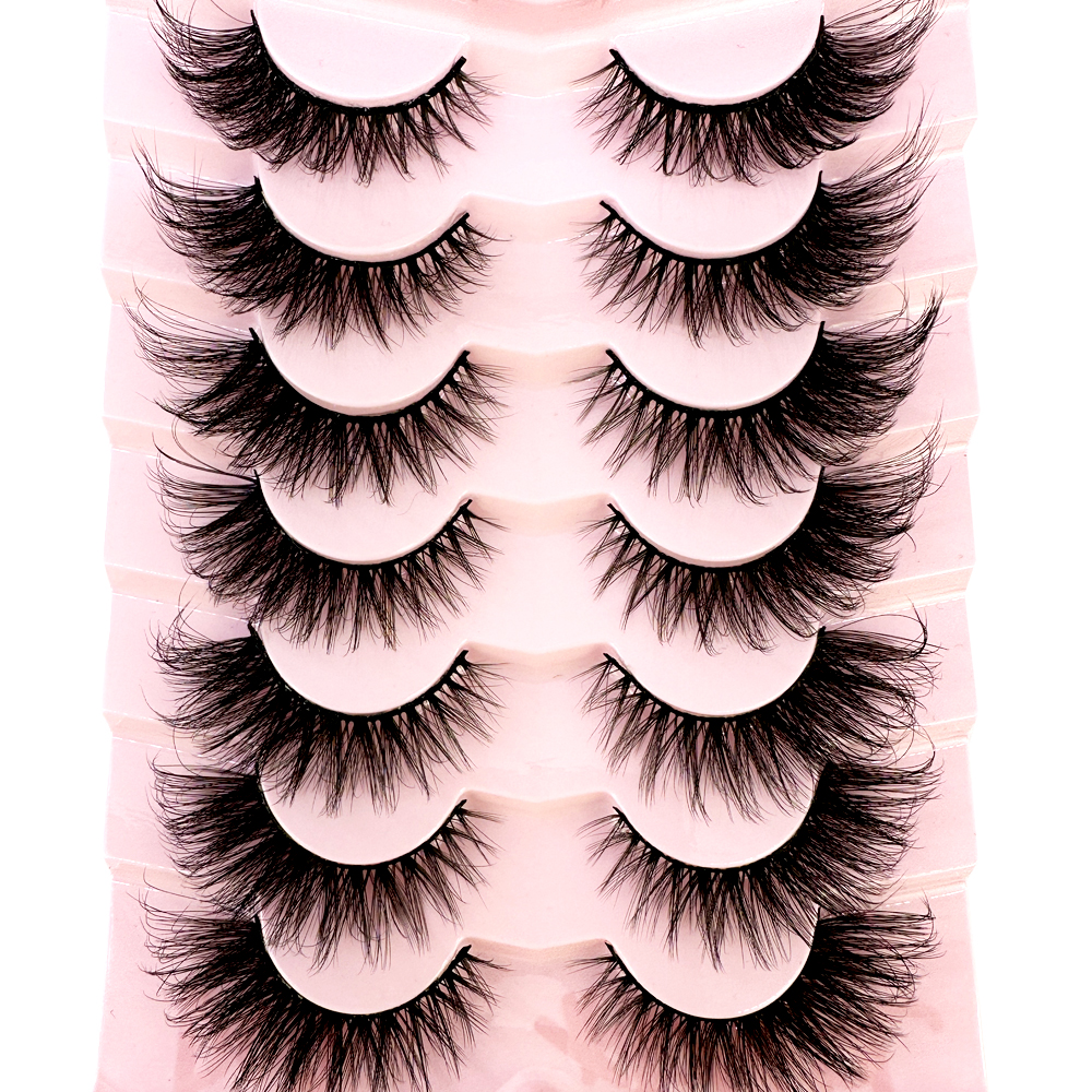 HBZGTLAD 7 Pairs False Eyelashes Cross Curl Lashes